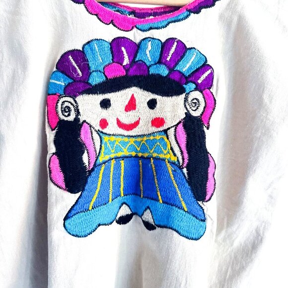 Vintage Ethnic Embroidered Short Sleeve Top S - Picture 2 of 3